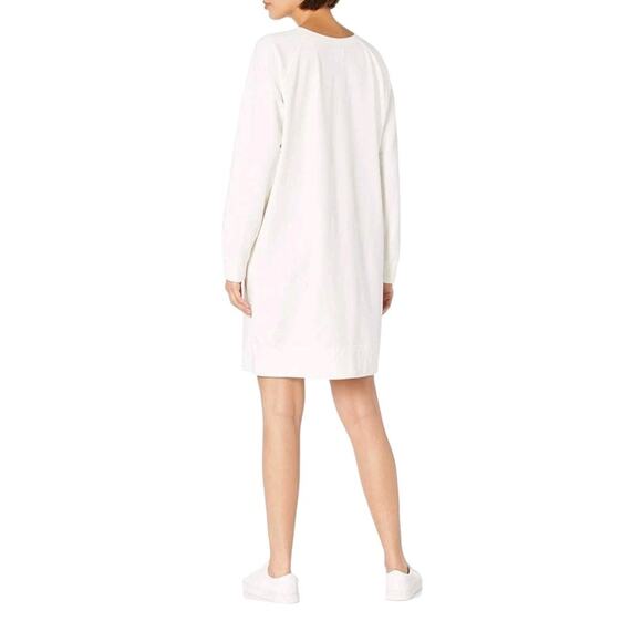 The Drop Amazon Ecru Sweater DRESS Side Slit Vanilla Size Medium Relaxed Casual - Picture 7 of 13